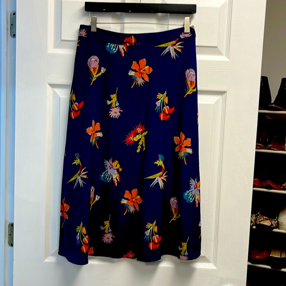 J. Crew Blue Floral A-Line Skirt